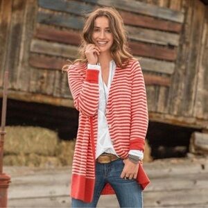 Sundance Orange Striped Button Front V-Neck Long Sleeve Wool Blend Cardigan
